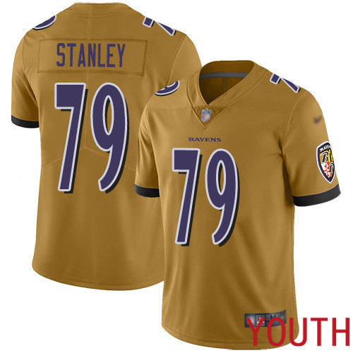 Baltimore Ravens Limited Gold Youth Ronnie Stanley Jersey NFL Football #79 Inverted Legend->youth nfl jersey->Youth Jersey